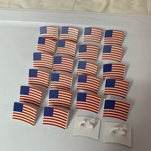 cupcake toppers, USA flag plastic rings, set of 24